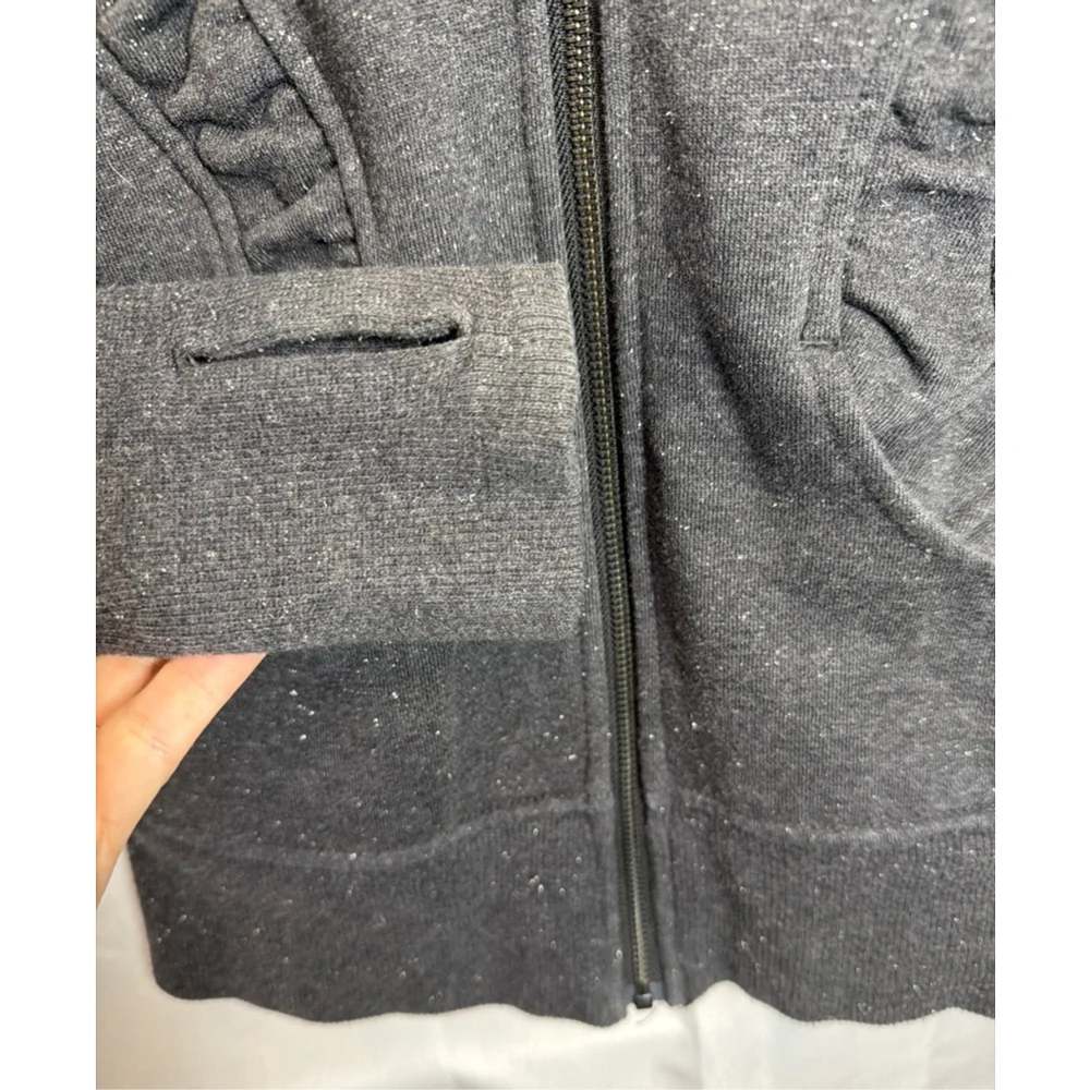 Lululemon Full Zip Scuba Fleece Yoga Athletic Jacket Funnel Neck Gray Sparkle XS - Picture 4 of 7